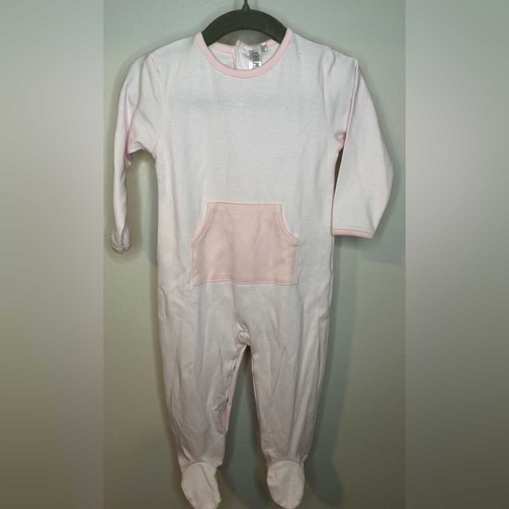 NWT BENBEN PINK/WHITE STRIPED FOOTED ONESIE WITH SNAP CLOSURE